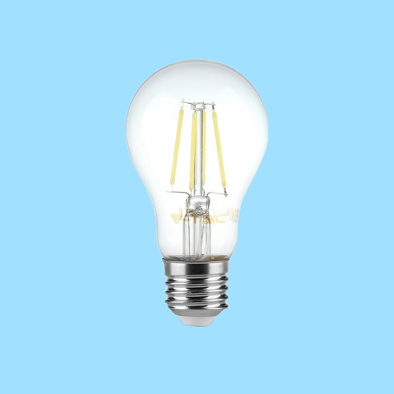 E27 4W(400Lm) LED-lampa med glödtråd, A60, V-TAC, kallvit 6400K