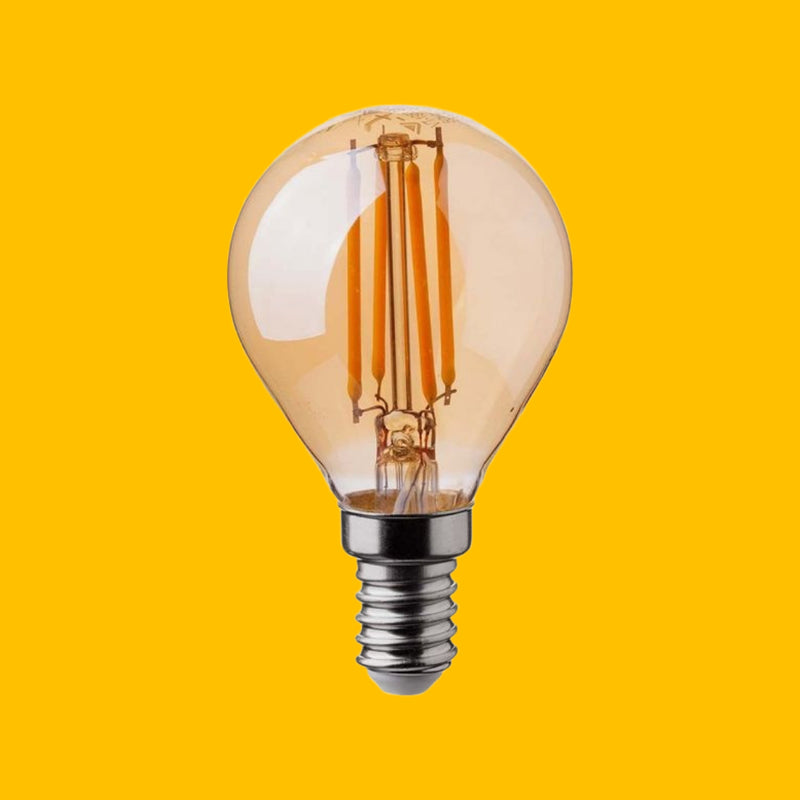 E14 4W(350Lm) LED-lampa Filament AMBER, P45, V-TAC, IP20, varmvitt ljus 2200K