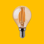 E14 4W (350Lm) светодиодная лампа накаливания AMBER, P45, V-TAC, IP20, теплый белый свет 2200K