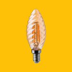 E14 4W(350Lm) LED Filament Bulb, IP20, стекло, рифленая, форма свечи, янтарь, V-TAC, теплый белый свет 2200K