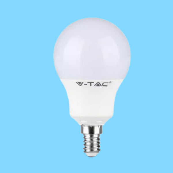 E14 5.5W(470Lm) LED Spuldze, P45, IP20, CRI>95, V-TAC, auksti balta gaisma 6400K