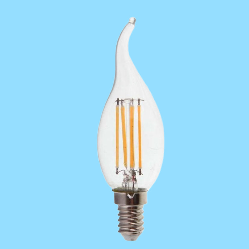 E14 4W(400Lm) LED Filament Spuldze, IP20, stikla, sveces forma, V-TAC, auksti balta gaisma 6500K