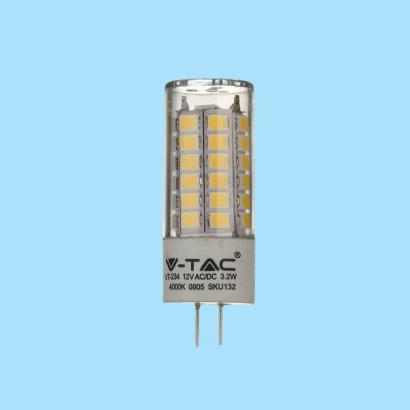 G4 3.2W (385Lm) LED-lambi V-TAC SAMSUNG CHIP, 5 aastat garantiid, DC: 12V, 6400K jaheda valge valgus