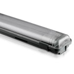 IP65 karkass ar 2x18W(3400Lm) 120cm T8 LED spuldzēm, V-TAC Nano, auksti balta gaisma 6400K