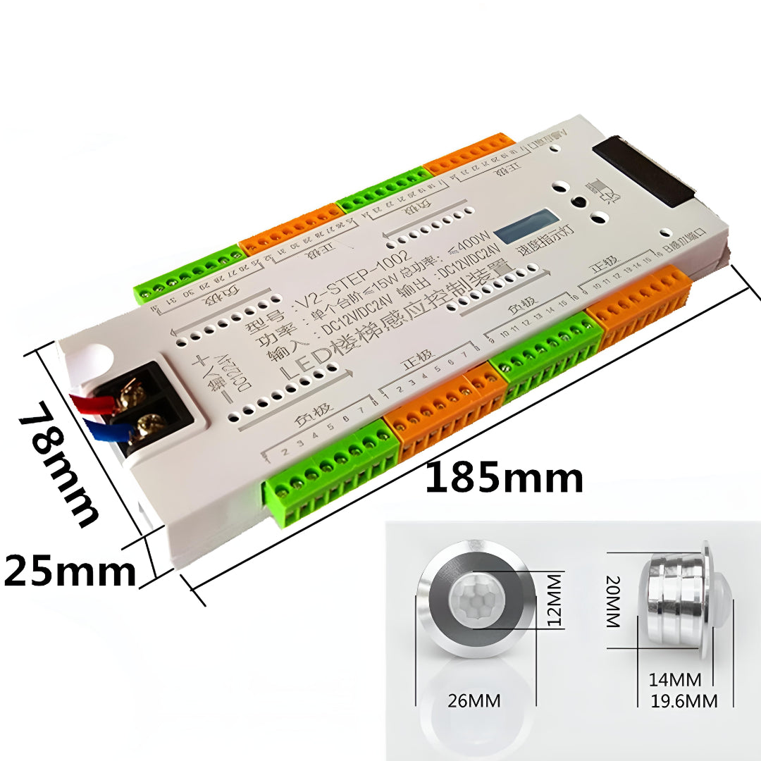 Trepikoda 500w_32 kanaliga LED lintide kontroller 2x liikumisanduritega - trepikoda (lint+profiilid+12V toide peab olema kaasas)