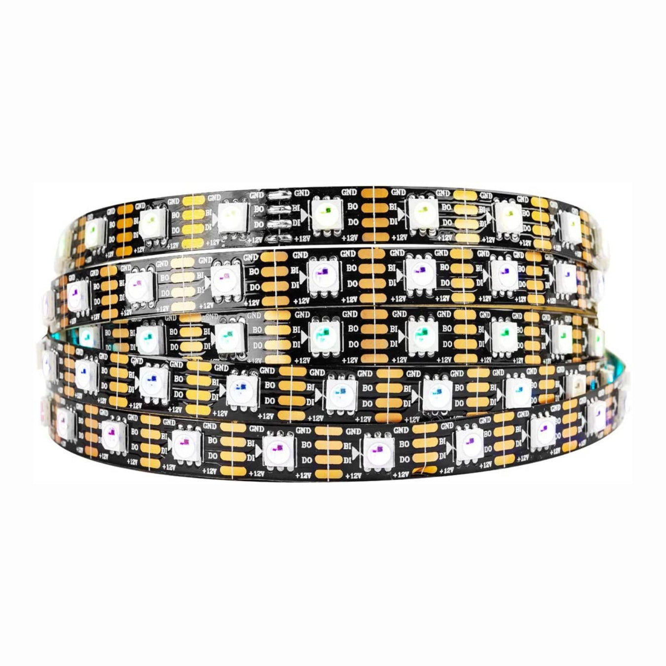 WS2815 LED lente 18W/m 12V 60LED melns PCB IP65 ICb 5M