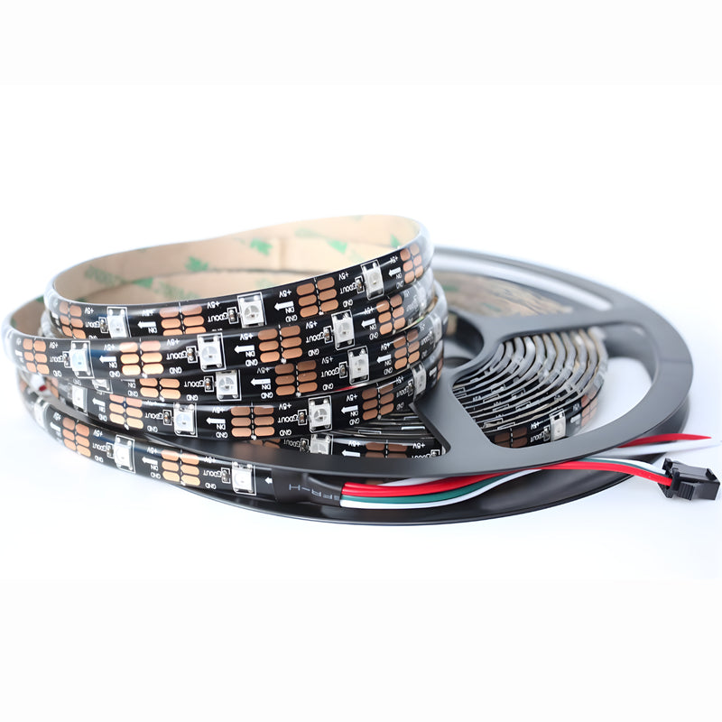 Price for 5m_18W/m 5V 60 LED Black PCB IP65 5m WS2812B Smart led pixel LED strip