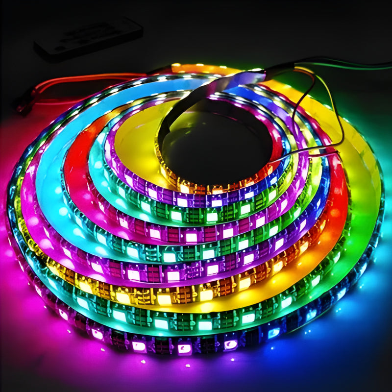 Cena par 5m_18W/m 5V 60 LED Melns PCB IP65 5m WS2812B Smart led pixel LED lente