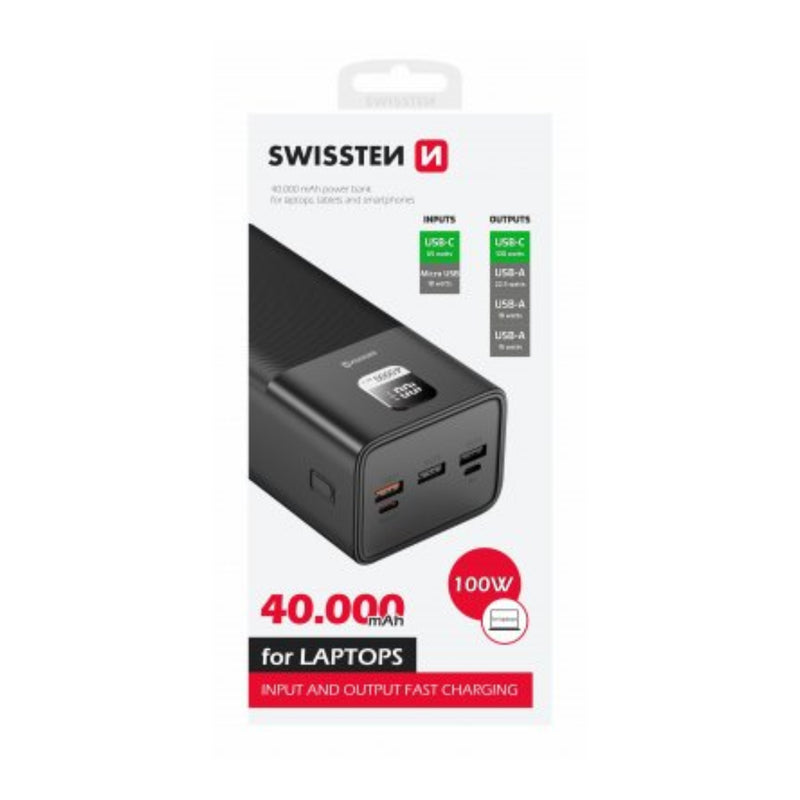 40,000 mAh Swissten Power Line Power Bank - External Charging Battery 100W