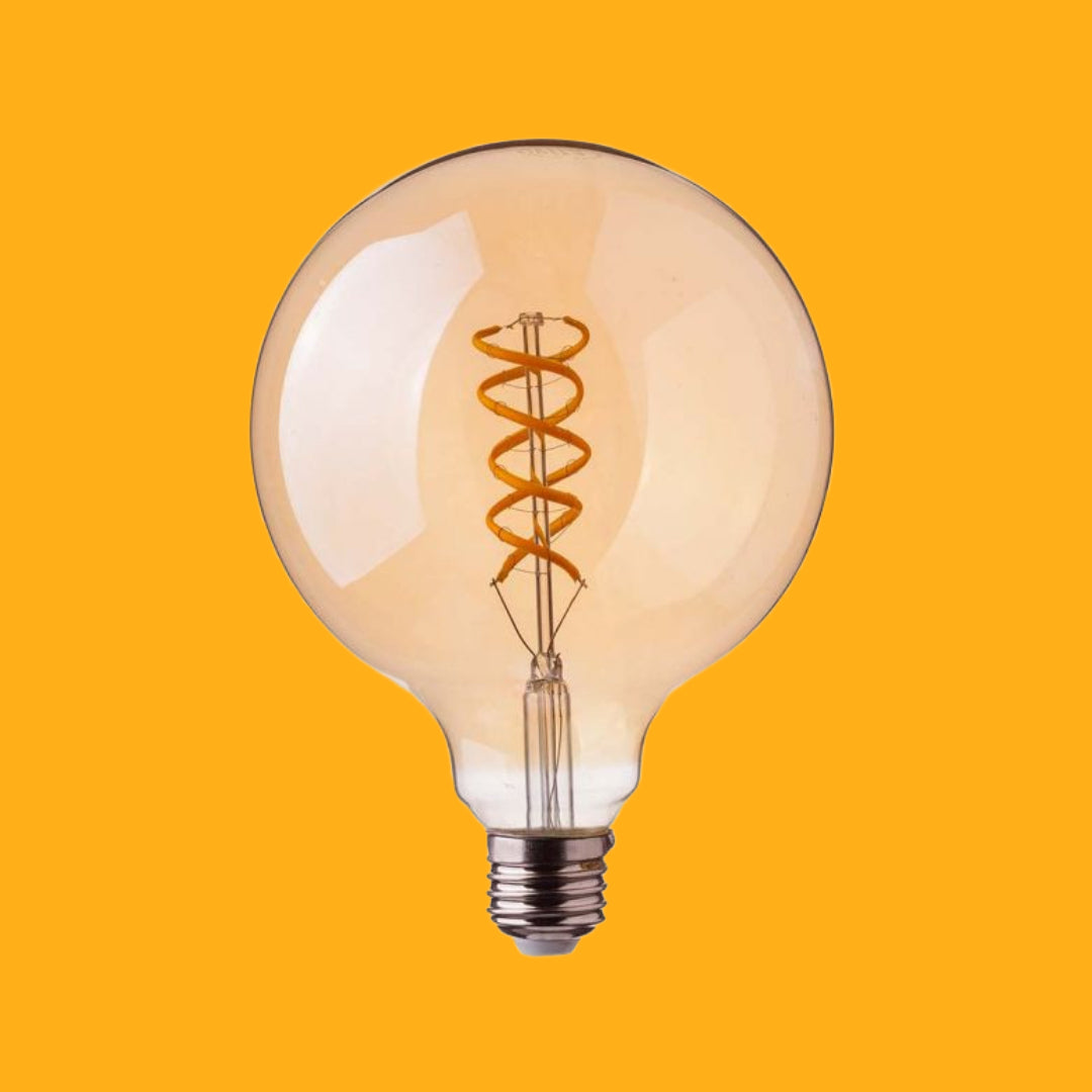 E27 4,8W (300Lm) LED-lampa Filament AMBER, V-TAC, G95, varmvitt ljus 1800K