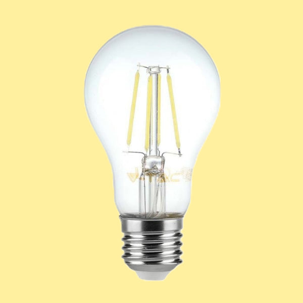 E27 8W(720Lm) LED Filament Bulb, V-TAC, A60, IP20, dimmable, warm white light 3000K