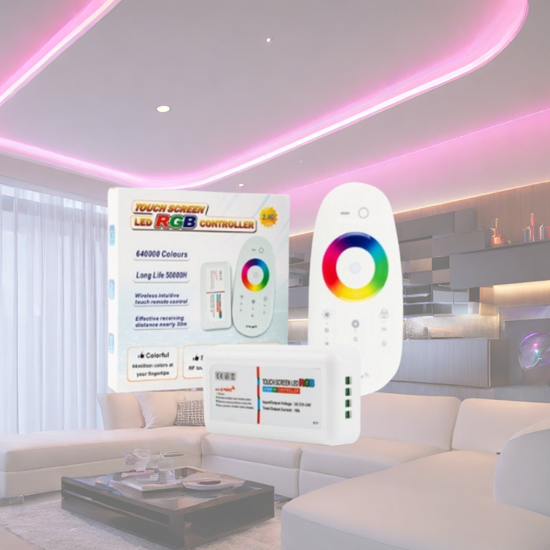 Mi-Light RGB controller, 1 zone receiver+2.4G/touch-sensitive remote control, 1 zone, radio control, dimmable, max10A, 1 channel max. 6A