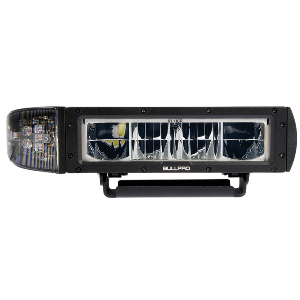 Bullpro LED-esilatern, paremal. Lähituli 20W 1800lm. Kaugvalgus 38W 3600lm, lülitus 18w