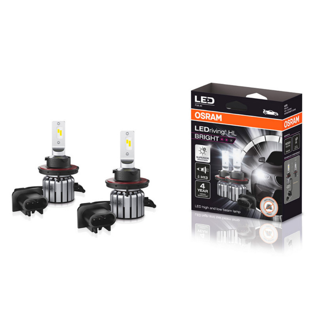 12V 15W/10W(1500/1000Lm) OSRAM LED car bulb pair H13, cool white light 6000K