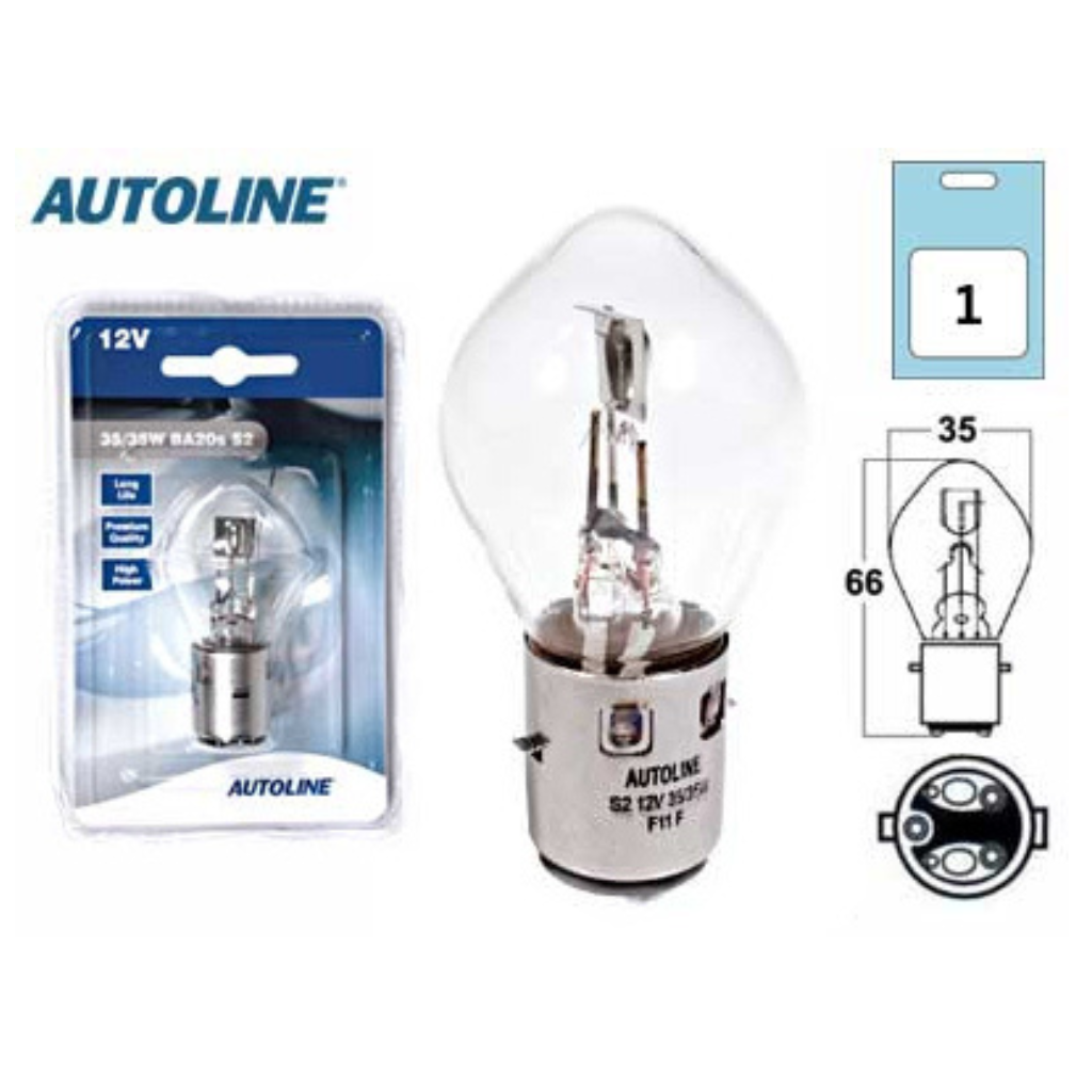 Metāla spuldzes patrona BA20d, 12 V, 35 W/35 W, 30 g, blisteriepakojumā