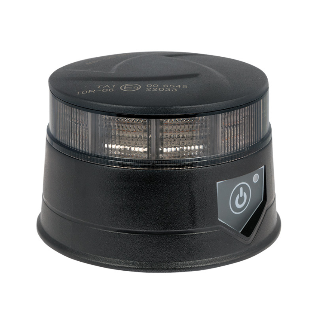 Uzlādējama LED bākuguns. 130x75 mm. IP67, dzeltena