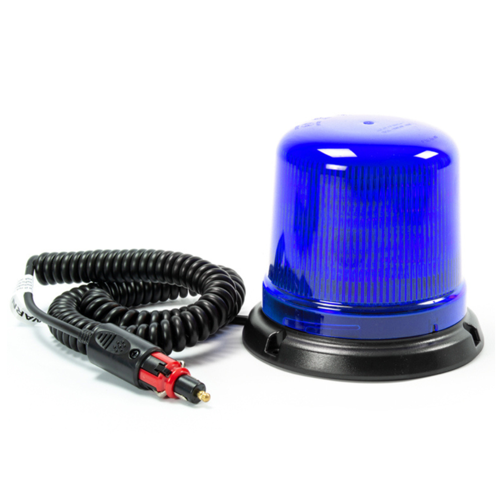 AXIXTECH 12-24V LED-majakas, ø142mm, sinine, magnetkinnitus, tõhus 10-LED element, 11 vilkumisprogrammi. IPX5, ECE-R65/-R10, kõrgus 128mm.
