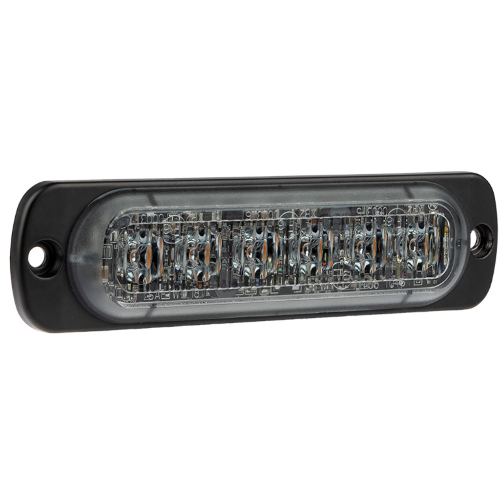 12–24 В OPTIBEAM Dark Phantom LM6, жёлтый, 6 светодиодов, тёмная оптика, 29 различных режимов мигания, винты 102 мм. LM6 полностью устойчив к воздействию воды, пыли и вибрации, IPX7, ECE R65 Class 2, ECE R10, 113,00 x 28,00 x 9,00 мм, гарантия 3 года