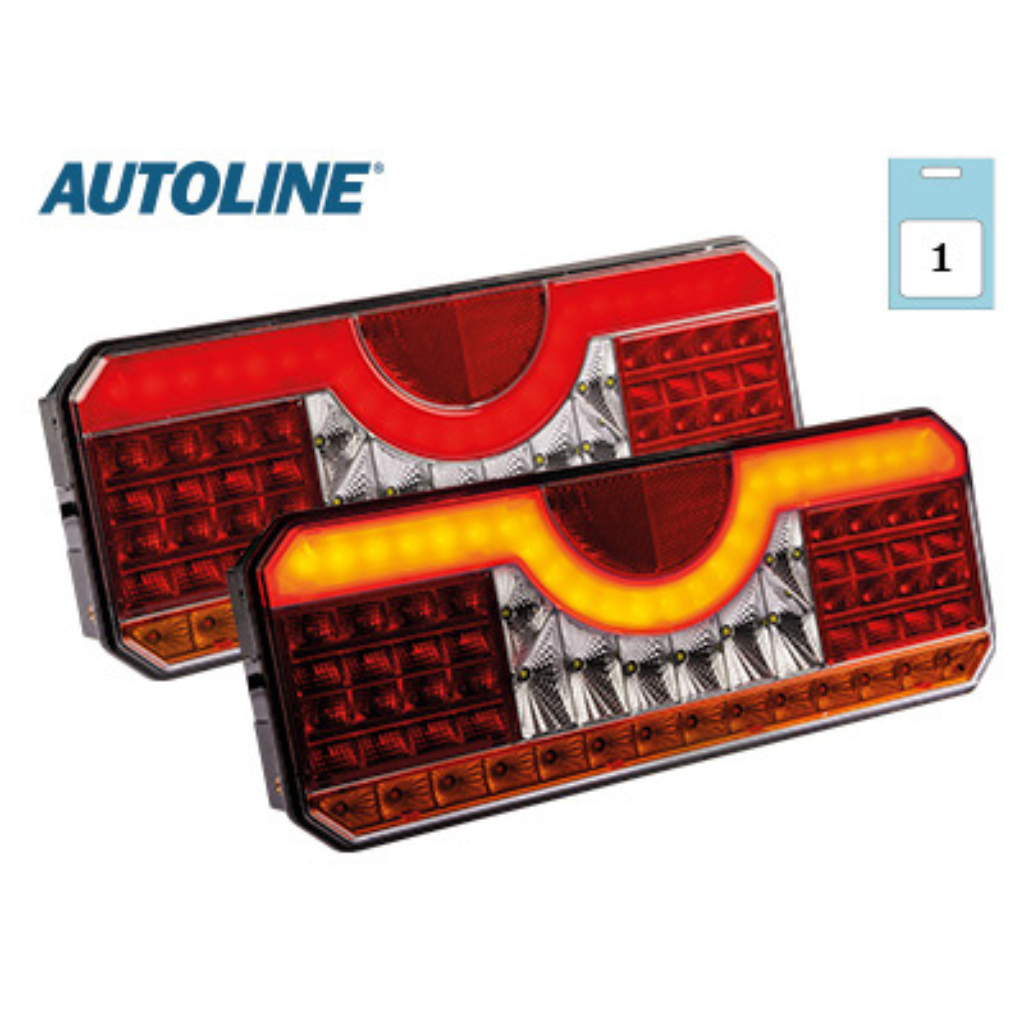 AUTOLINE 12-24V LED multifunction rear light, IP67, 354x140x58mm