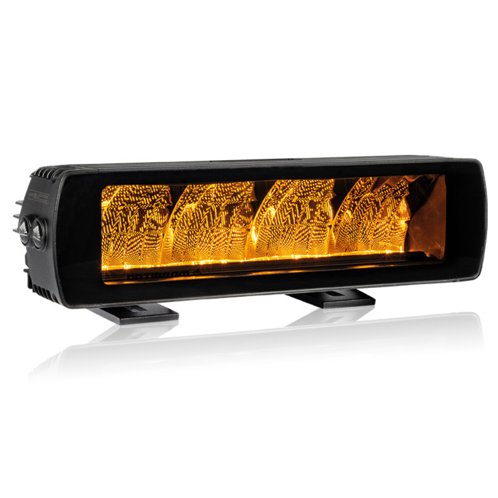 OPTIBEAM Savage 12 – LED-ramp, 4 LED / 4000 lm, vitt/gult positionsljus, 9–36 V, IP68, ECE R112/R10, 31 cm