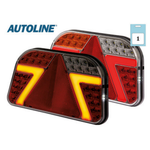 12-24V Autoline LED Rear Combination Lamp: right, brake, marker, fog, reversing, number plate, mode indicator, triangular reflector, IP67, screws 152mm, cable 250mm, 240x140x31mm