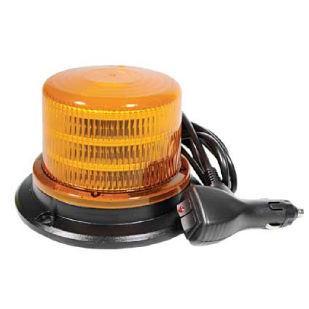 10-30V LED-ficklampa, ø144x96mm, gul, magnetfot, LED: 24xSMD, IP67, ECER65, EMC R10. 5 blixtalternativ: 1 blixt 150/min, dubbel blixt 74/min, trippel blixt 76/min, 4 blixtar 75/min. rullande 143/min
