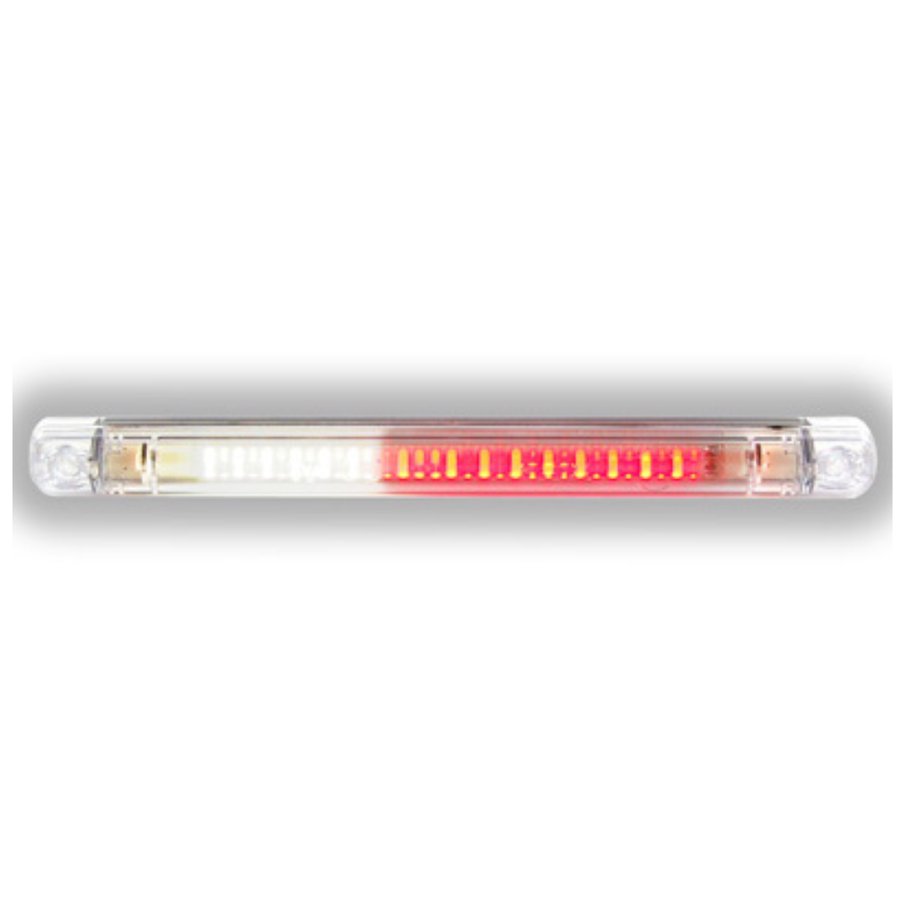 Противотуманная фара 20xLED, подсветка 12xLED, прозрачное стекло, E-образное крепление. Проводка 250 мм (3x0,5 мм2), 12 В 1,5/3,6 Вт, 24 В 3/7,2 Вт, винты 212 мм, IP66/68