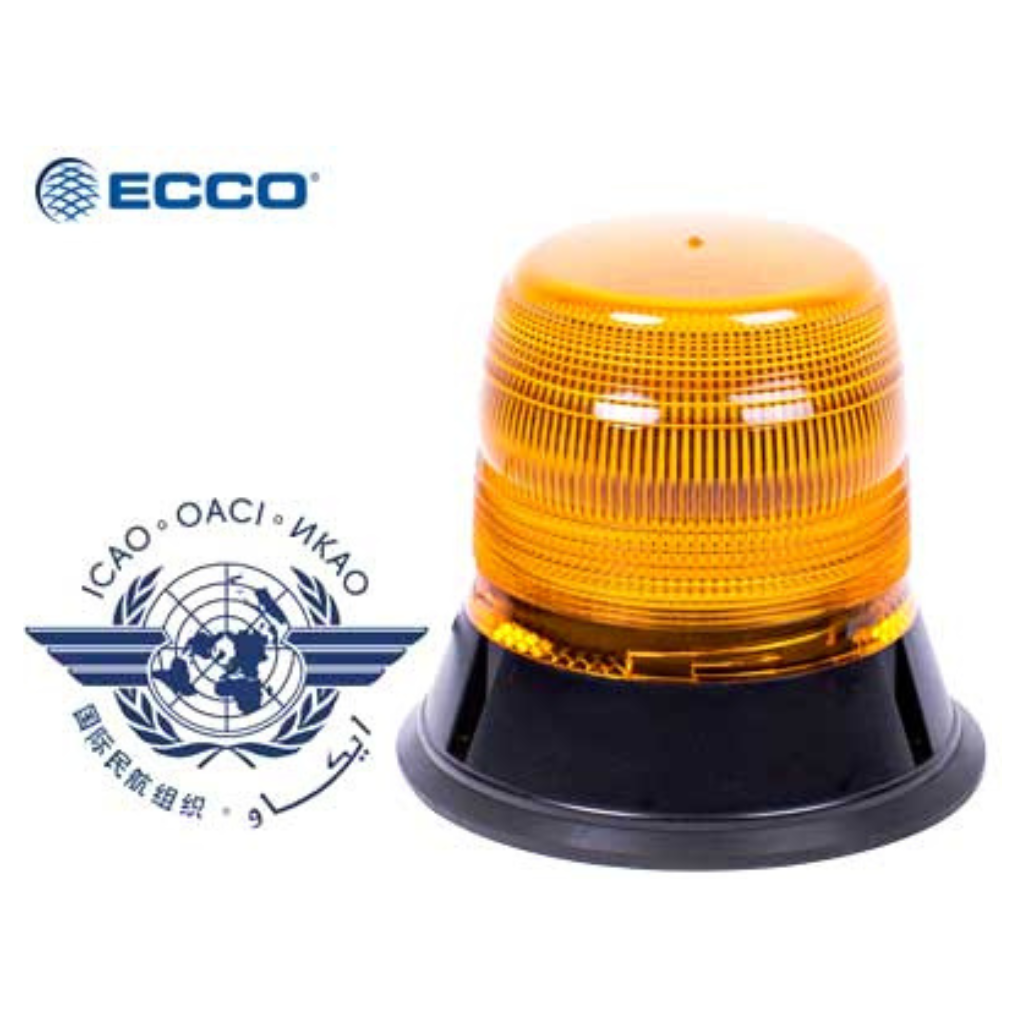 ECCO LED bākuguns Ø200×156 mm, oranža, magnēts, lidostām (ICAO), 10–30 V, ECE R10