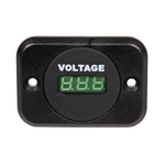 Voltmeter 6-33 V, Ø37 mm, LED display, mounting hole 29 mm, mounting panel 45×63 mm, screw distance 48 mm, connectors 2×6.3 mm