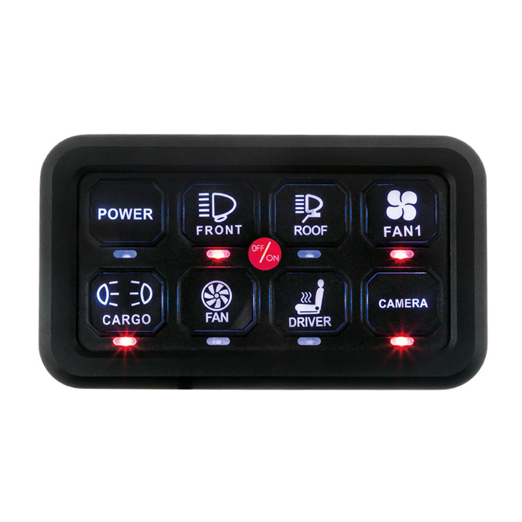 Optibeam control panel with 8 buttons, Voltage: 12-24V with up to 60 amps
