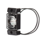 LED marķiergaisma 12–24 V, caurspīdīga, priekšējā gabarītgaisma, ECE, IP66/68, stiprinājuma atveres 2×Ø5 mm, attālums 58 mm, vadi 220 mm 0,75 mm², 72×32×23 mm