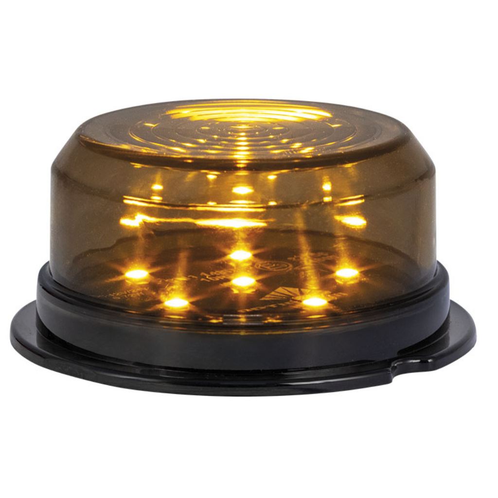 OPTIBEAM Dark Phantom 0,72W 6 LED kupolveida sānu gabarītlukturis, 10–32V, dzeltens, IP67, Ø70,4x31,8mm, 5m ADR kabelis, ECE R148, EMC R10, 3 gadu garantija