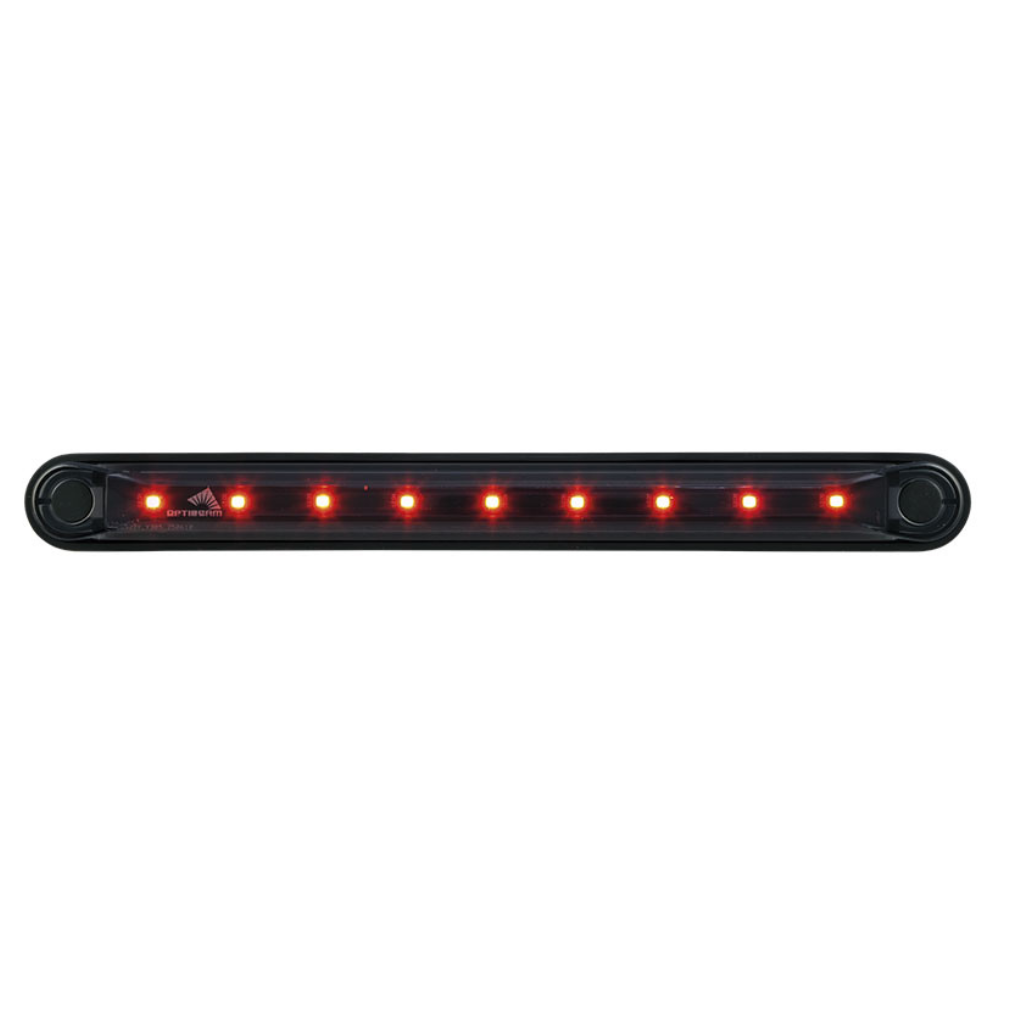 OPTIBEAM Dark Phantom LED gabarītlukturis sarkans, 10–36 V, IP67, 9 LED, 239,4 mm, 2 kontaktu atvērtais kabelis