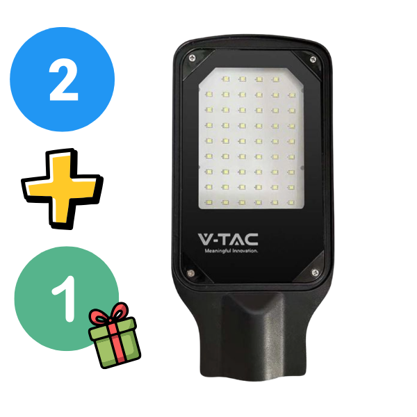 50W(4270Lm) LED gatlykta, V-TAC, IP65, svart, neutralvitt ljus 4000K
