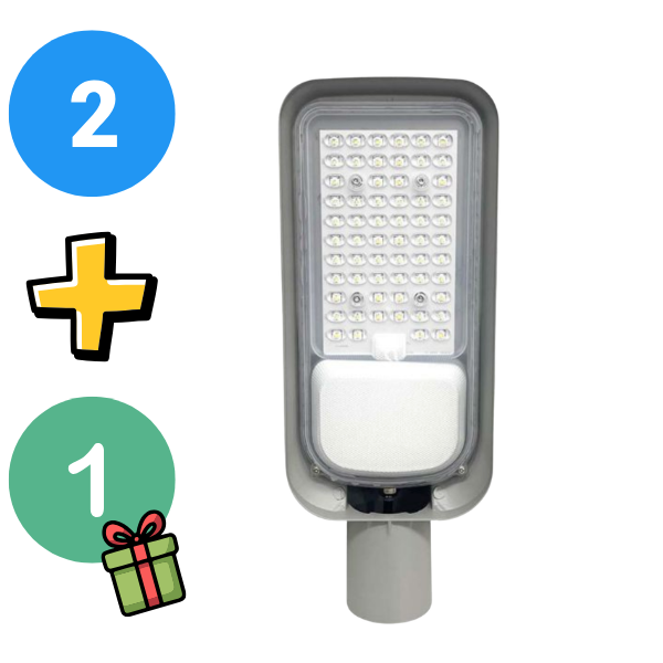 Komplekts 2+1 dāvanā_100W(8700Lm) LED ielu laterna, V-TAC, IP65, melna, neitrāli balta gaisma 4000K (Copy)