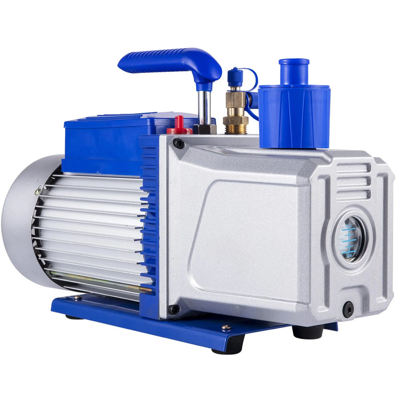 VEVOR divpakāpju rotācijas lāpstiņu HVAC vakuuma sūknis 717 l/min, 746 W (1 ZS), galīgais vakuums 0,3 Pa, paredzēts automobiļu A/C sistēmu vakuumēšanai un remontam