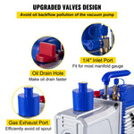 VEVOR divpakāpju rotācijas lāpstiņu HVAC vakuuma sūknis 717 l/min, 746 W (1 ZS), galīgais vakuums 0,3 Pa, paredzēts automobiļu A/C sistēmu vakuumēšanai un remontam