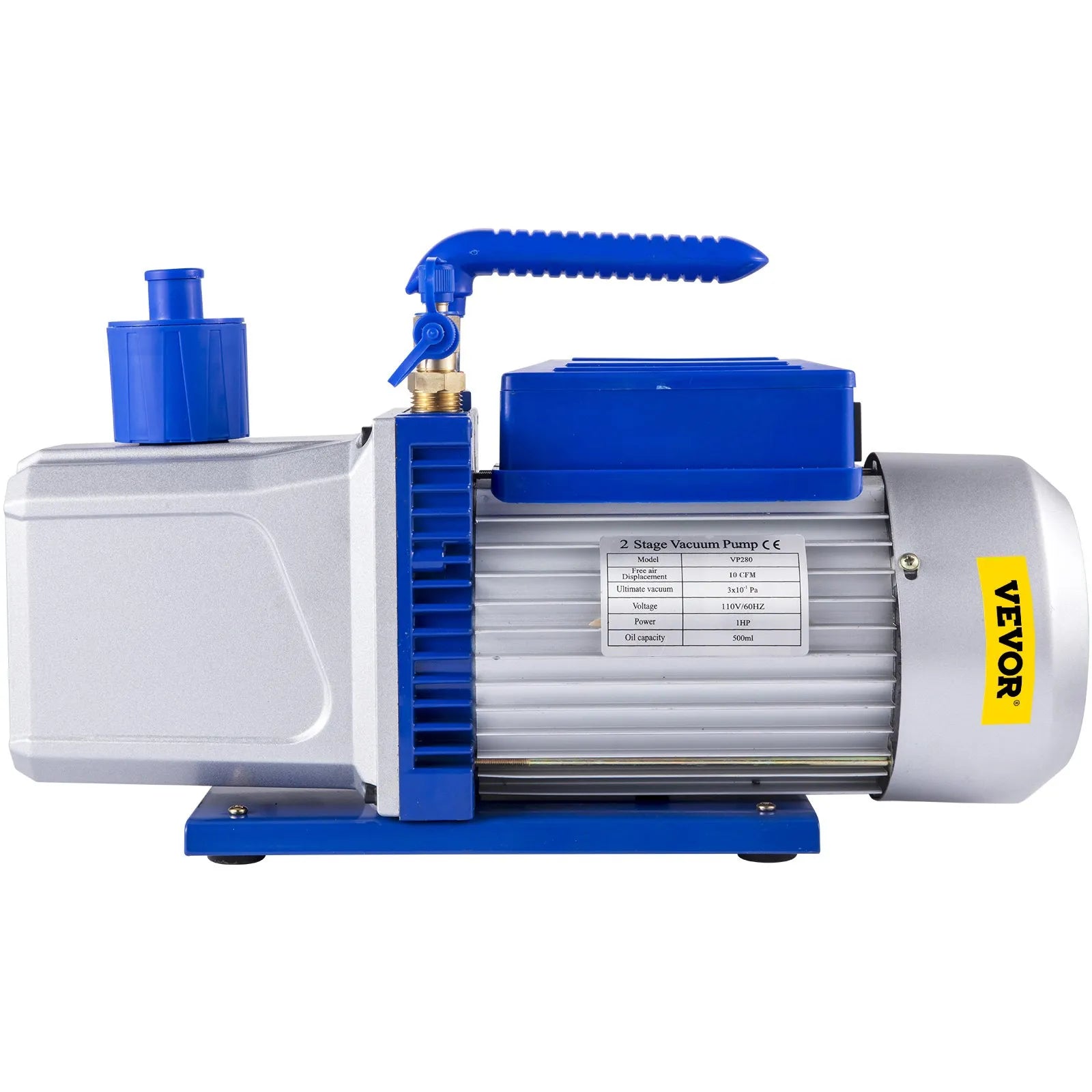 VEVOR divpakāpju rotācijas lāpstiņu HVAC vakuuma sūknis 717 l/min, 746 W (1 ZS), galīgais vakuums 0,3 Pa, paredzēts automobiļu A/C sistēmu vakuumēšanai un remontam