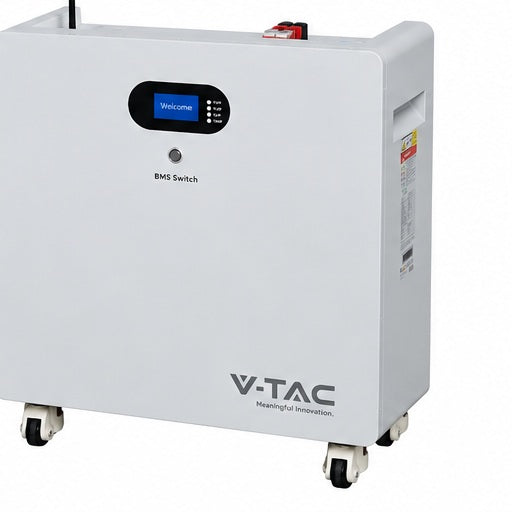 V-TAC 16,07 kWh LiFePO4 akumulators VT-48290, grīdas montāža, IP20, 7000 cikli, Designer balts korpuss