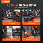 VEVOR gaisa kompresors 24 L, 1450 W, 3,35 CFM @ 90 PSI, maksimālais spiediens 116 PSI (8 bar)
