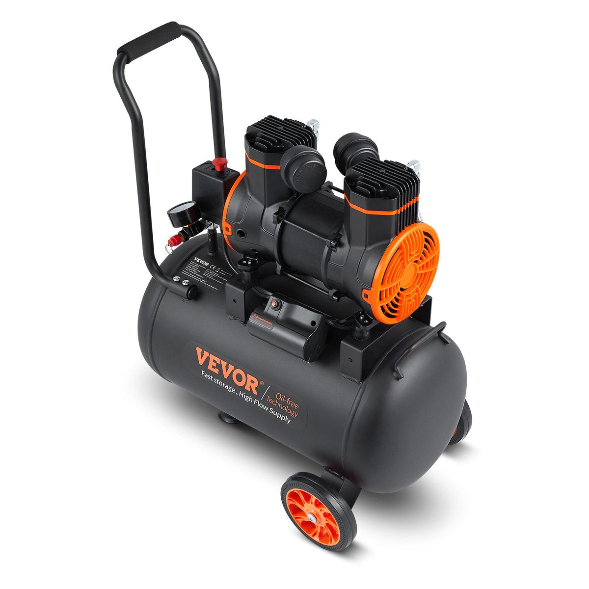 VEVOR gaisa kompresors 35 l, 1800 W, 5,12 CFM @ 6,2 bar, 70 dB, īpaši kluss, bez eļļas