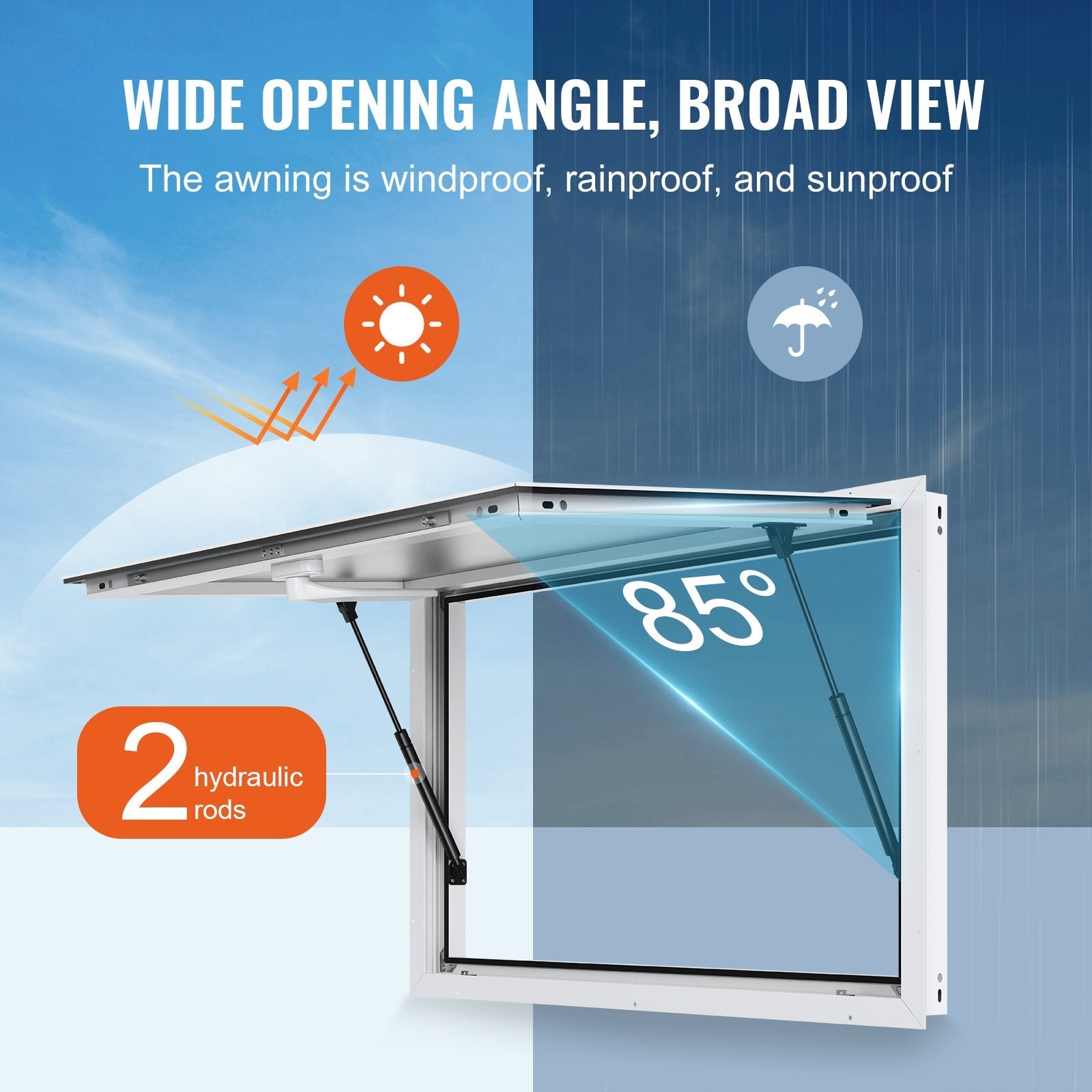 VEVOR 122 cm x 91 cm Apkalpošanas Stends – Ēdināšanas Furgona Apkalpošanas Logs ar Nojumi