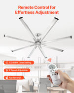 VEVOR 213 cm alumīnija griestu ventilators bez apgaismojuma, tālvadības pults, matēta niša