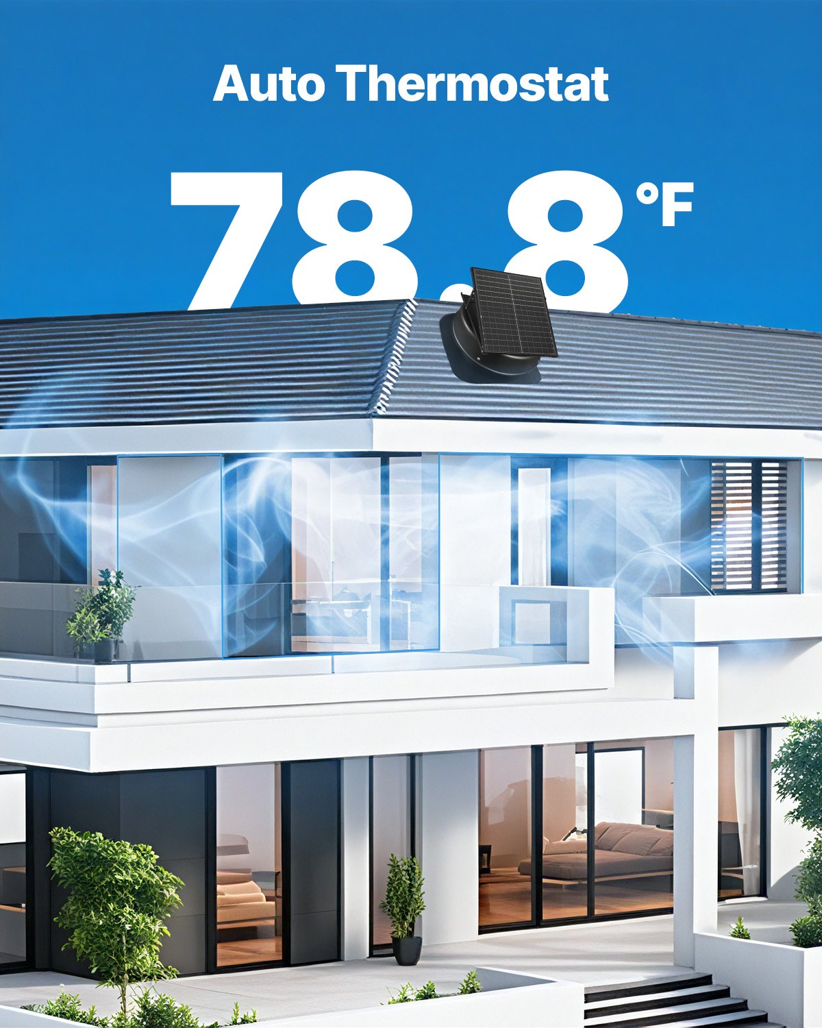 VEVOR 35 W saules ventilators bēniņiem ar gudro termostatu un bezsuku motoru