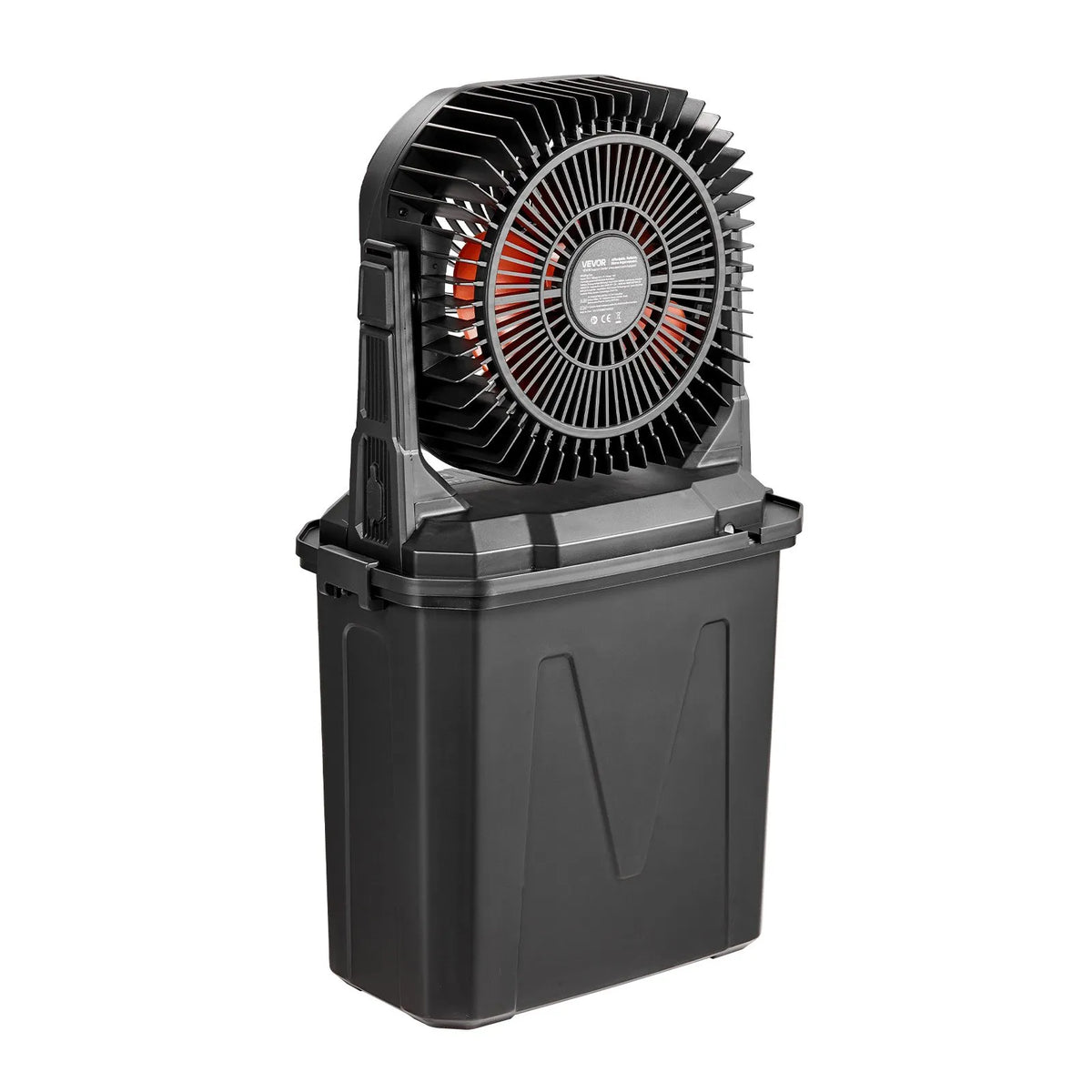 VEVOR mist fan with a motor running at over 2,700 rpm, water-cooled fan with a 9-liter water tank, 10,000 mAh battery, 4 speed and 5 lighting modes, suitable for indoor, outdoor, and patio use