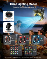 VEVOR mist fan with a motor running at over 2,700 rpm, water-cooled fan with a 9-liter water tank, 10,000 mAh battery, 4 speed and 5 lighting modes, suitable for indoor, outdoor, and patio use