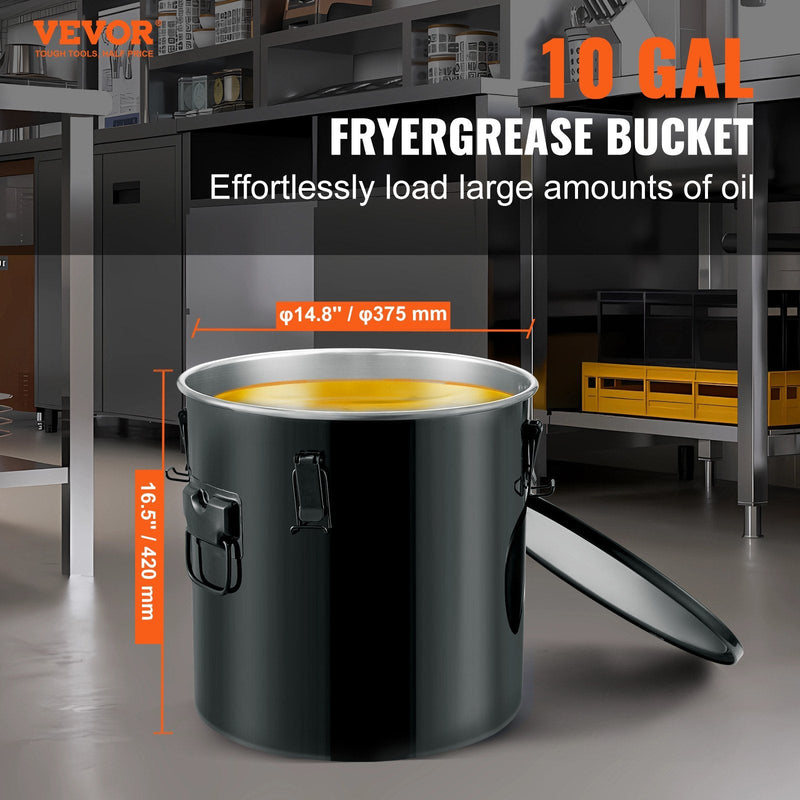 VEVOR 38 L nerūsējošā tērauda eļļas savākšanas konteiners ar vāku, filtru un ritentiņiem