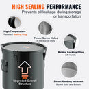 VEVOR fritiera tauku tvertne, 30 l eļļas savākšanas un pārvadāšanas konteiners no nerūsējošā tērauda ar rūsas izturīgu pārklājumu, ar vāku, fiksācijas skavām un filtra maisu karstas cepamās eļļas filtrēšanai, melna