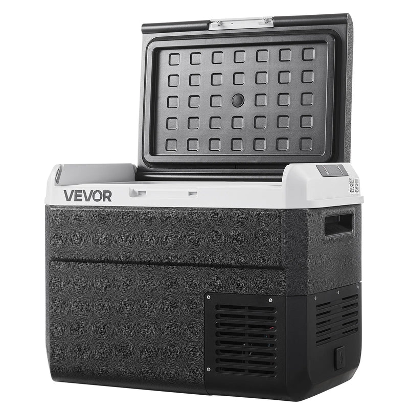 VEVOR 12 V auto ledusskapis 30 l ar regulējamu temperatūru no -20 °C līdz 20 °C, kompresora dzesētājs ar 12/24 V DC un 100–240 V AC barošanu kempingam, ceļošanai un kemperiem
