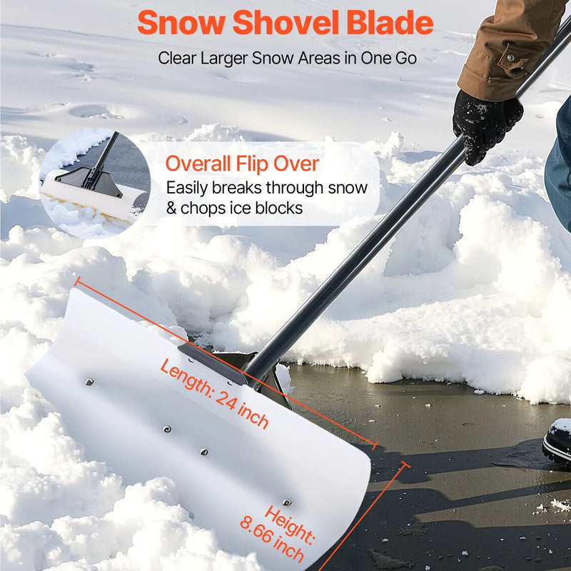 Sniega stūmējlāpsta 61 cm HDPE ar segmentētu kātu un ergonomisku rokturi